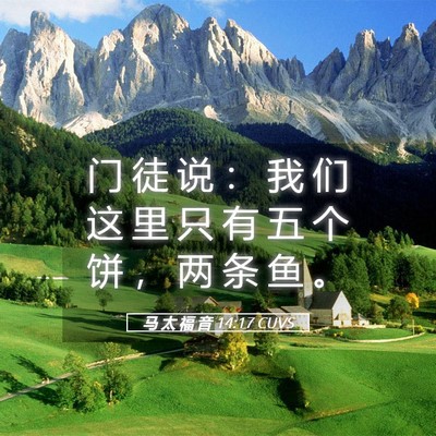 Picture 05 - 马 太 福 音 14:17 CUVS - 门 徒 说 ： 我 们 这 里 只 有 五 个 - Bible Verse Picture