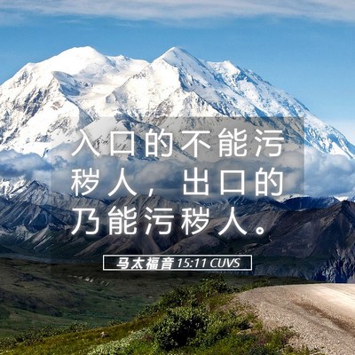 Picture 05 - 马 太 福 音 15:11 CUVS - 入 口 的 不 能 污 秽 人 ， 出 口 的 - Bible Verse Picture