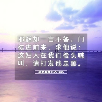 Picture 05 - 马 太 福 音 15:23 CUVS - 耶 稣 却 一 言 不 答 。 门 徒 进 前 - Bible Verse Picture