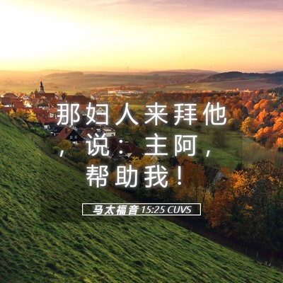 Picture 05 - 马 太 福 音 15:25 CUVS - 那 妇 人 来 拜 他 ， 说 ： 主 阿 ， - Bible Verse Picture