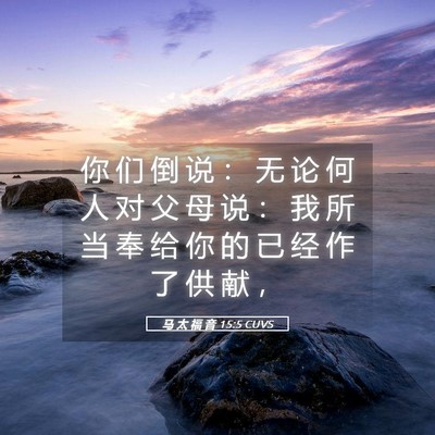 Picture 05 - 马 太 福 音 15:5 CUVS - 你 们 倒 说 ： 无 论 何 人 对 父 母 - Bible Verse Picture