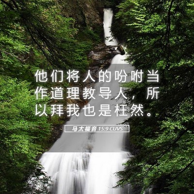 Picture 05 - 马 太 福 音 15:9 CUVS - 他 们 将 人 的 吩 咐 当 作 道 理 教 - Bible Verse Picture