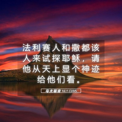 Picture 05 - 马 太 福 音 16:1 CUVS - 法 利 赛 人 和 撒 都 该 人 来 试 探 - Bible Verse Picture