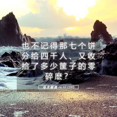 Picture 05 - 马 太 福 音 16:10 CUVS - 也 不 记 得 那 七 个 饼 分 给 四 千 - Bible Verse Picture