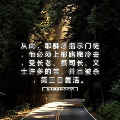 Picture 05 - 马 太 福 音 16:21 CUVS - 从 此 ， 耶 稣 才 指 示 门 徒 ， 他 - Bible Verse Picture