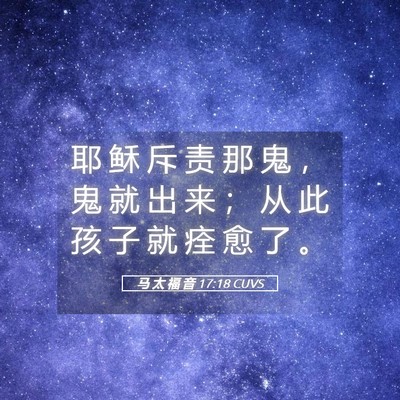 Picture 05 - 马 太 福 音 17:18 CUVS - 耶 稣 斥 责 那 鬼 ， 鬼 就 出 来 ； - Bible Verse Picture
