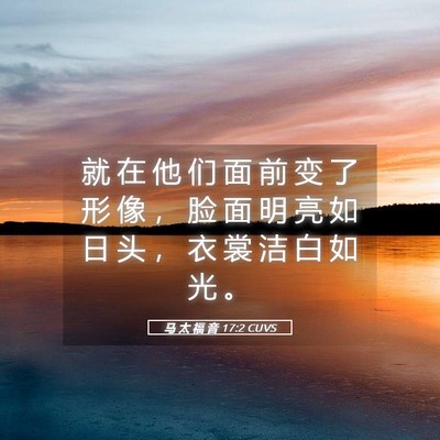 Picture 05 - 马 太 福 音 17:2 CUVS - 就 在 他 们 面 前 变 了 形 像 ， 脸 - Bible Verse Picture