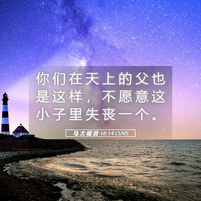 Picture 05 - 马 太 福 音 18:14 CUVS - 你 们 在 天 上 的 父 也 是 这 样 ， - Bible Verse Picture