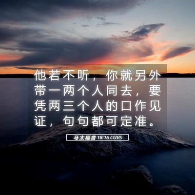 Picture 05 - 马 太 福 音 18:16 CUVS - 他 若 不 听 ， 你 就 另 外 带 一 两 - Bible Verse Picture