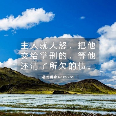 Picture 05 - 马 太 福 音 18:34 CUVS - 主 人 就 大 怒 ， 把 他 交 给 掌 刑 - Bible Verse Picture