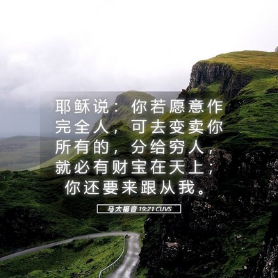 Picture 05 - 马 太 福 音 19:21 CUVS - 耶 稣 说 ： 你 若 愿 意 作 完 全 人 - Bible Verse Picture