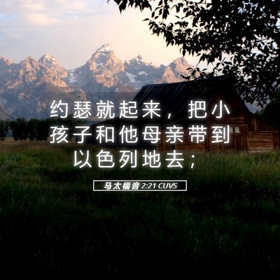 Picture 05 - 马 太 福 音 2:21 CUVS - 约 瑟 就 起 来 ， 把 小 孩 子 和 他 - Bible Verse Picture