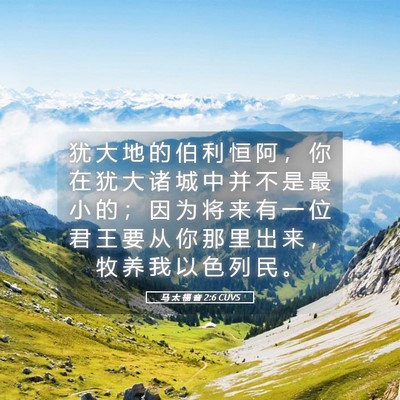 Picture 05 - 马 太 福 音 2:6 CUVS - 犹 大 地 的 伯 利 恒 阿 ， 你 在 犹 - Bible Verse Picture