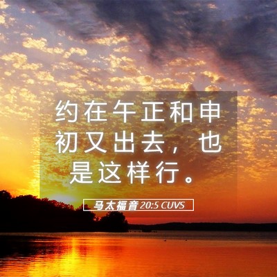 Picture 05 - 马 太 福 音 20:5 CUVS - 约 在 午 正 和 申 初 又 出 去 ， 也 - Bible Verse Picture