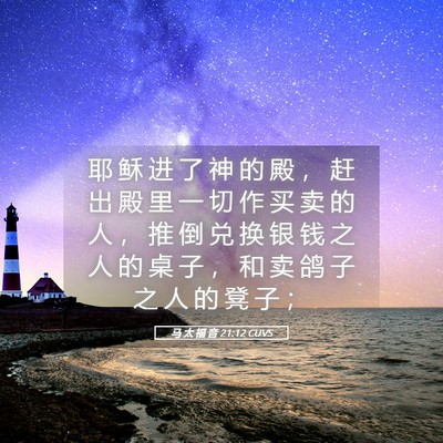 Picture 05 - 马 太 福 音 21:12 CUVS - 耶 稣 进 了 神 的 殿 ， 赶 出 殿 里 - Bible Verse Picture