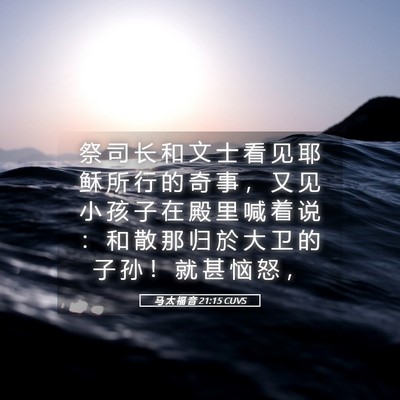 Picture 05 - 马 太 福 音 21:15 CUVS - 祭 司 长 和 文 士 看 见 耶 稣 所 行 - Bible Verse Picture