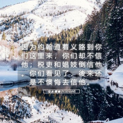 Picture 05 - 马 太 福 音 21:32 CUVS - 因 为 约 翰 遵 着 义 路 到 你 们 这 - Bible Verse Picture