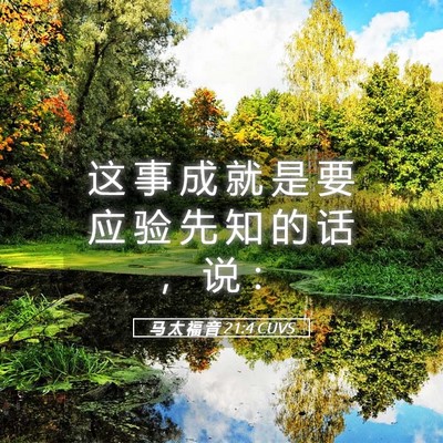 Picture 05 - 马 太 福 音 21:4 CUVS - 这 事 成 就 是 要 应 验 先 知 的 话 - Bible Verse Picture