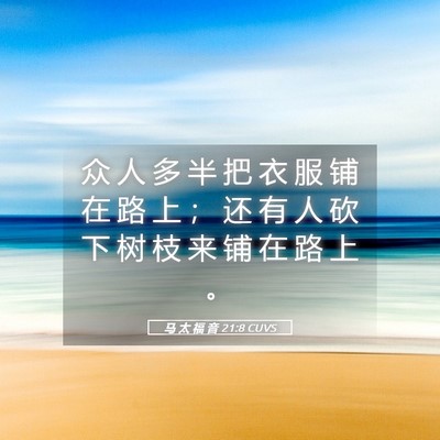 Picture 05 - 马 太 福 音 21:8 CUVS - 众 人 多 半 把 衣 服 铺 在 路 上 ； - Bible Verse Picture