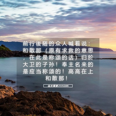 Picture 05 - 马 太 福 音 21:9 CUVS - 前 行 後 随 的 众 人 喊 着 说 ： 和 - Bible Verse Picture