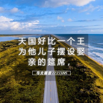 Picture 05 - 马 太 福 音 22:2 CUVS - 天 国 好 比 一 个 王 为 他 儿 子 摆 - Bible Verse Picture