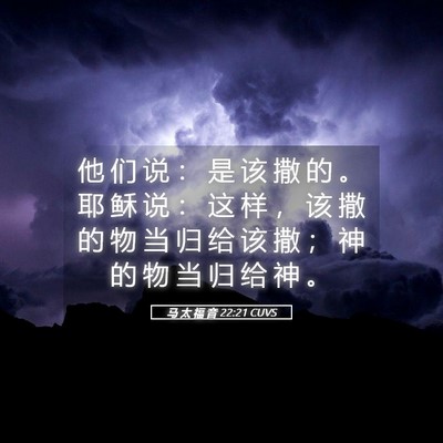 Picture 05 - 马 太 福 音 22:21 CUVS - 他 们 说 ： 是 该 撒 的 。 耶 稣 说 - Bible Verse Picture
