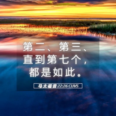 Picture 05 - 马 太 福 音 22:26 CUVS - 第 二 、 第 三 、 直 到 第 七 个 ， - Bible Verse Picture