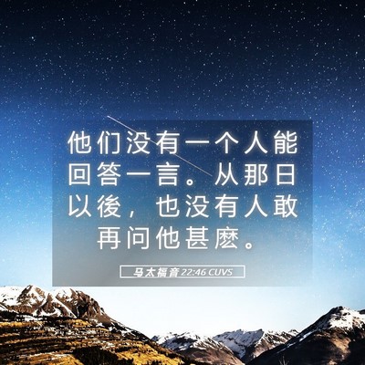 Picture 05 - 马 太 福 音 22:46 CUVS - 他 们 没 有 一 个 人 能 回 答 一 言 - Bible Verse Picture