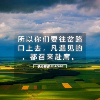 Picture 05 - 马 太 福 音 22:9 CUVS - 所 以 你 们 要 往 岔 路 口 上 去 ， - Bible Verse Picture
