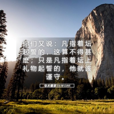 Picture 05 - 马 太 福 音 23:18 CUVS - 你 们 又 说 ： 凡 指 着 坛 起 誓 的 - Bible Verse Picture