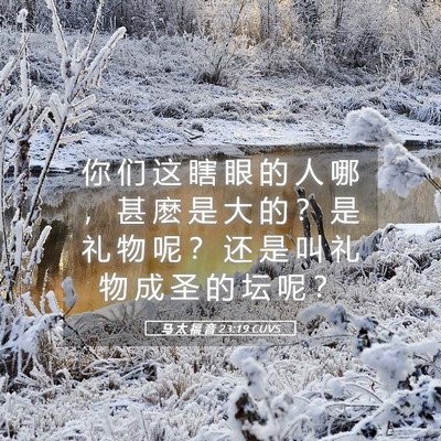 Picture 05 - 马 太 福 音 23:19 CUVS - 你 们 这 瞎 眼 的 人 哪 ， 甚 麽 是 - Bible Verse Picture
