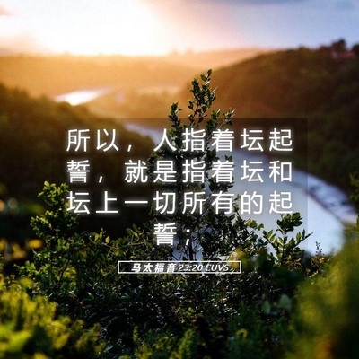 Picture 05 - 马 太 福 音 23:20 CUVS - 所 以 ， 人 指 着 坛 起 誓 ， 就 是 - Bible Verse Picture
