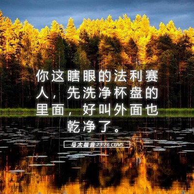 Picture 05 - 马 太 福 音 23:26 CUVS - 你 这 瞎 眼 的 法 利 赛 人 ， 先 洗 - Bible Verse Picture