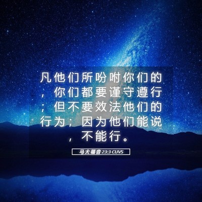 Picture 05 - 马 太 福 音 23:3 CUVS - 凡 他 们 所 吩 咐 你 们 的 ， 你 们 - Bible Verse Picture