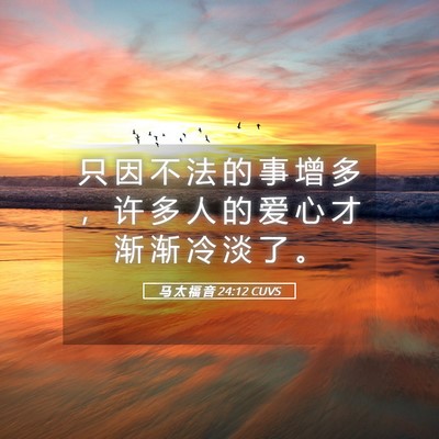 Picture 05 - 马 太 福 音 24:12 CUVS - 只 因 不 法 的 事 增 多 ， 许 多 人 - Bible Verse Picture