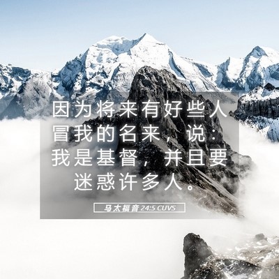 Picture 05 - 马 太 福 音 24:5 CUVS - 因 为 将 来 有 好 些 人 冒 我 的 名 - Bible Verse Picture