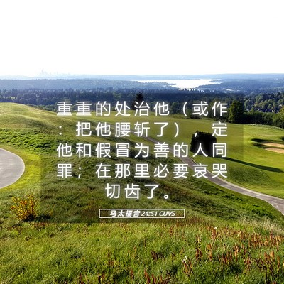 Picture 05 - 马 太 福 音 24:51 CUVS - 重 重 的 处 治 他 （ 或 作 ： 把 他 - Bible Verse Picture