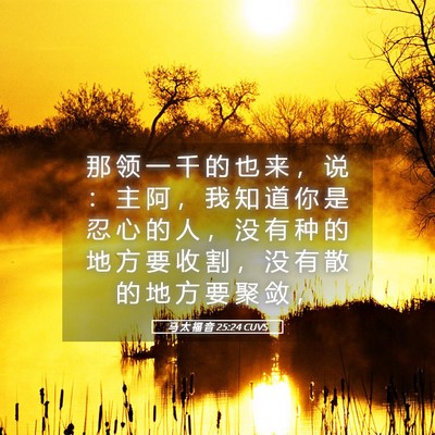 Picture 05 - 马 太 福 音 25:24 CUVS - 那 领 一 千 的 也 来 ， 说 ： 主 阿 - Bible Verse Picture