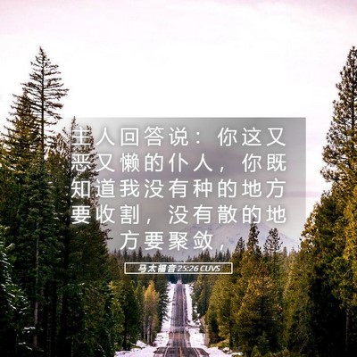 Picture 05 - 马 太 福 音 25:26 CUVS - 主 人 回 答 说 ： 你 这 又 恶 又 懒 - Bible Verse Picture