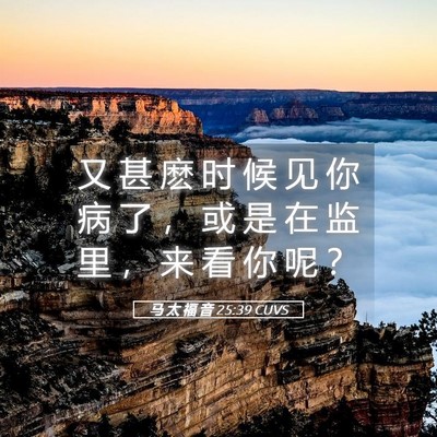 Picture 05 - 马 太 福 音 25:39 CUVS - 又 甚 麽 时 候 见 你 病 了 ， 或 是 - Bible Verse Picture