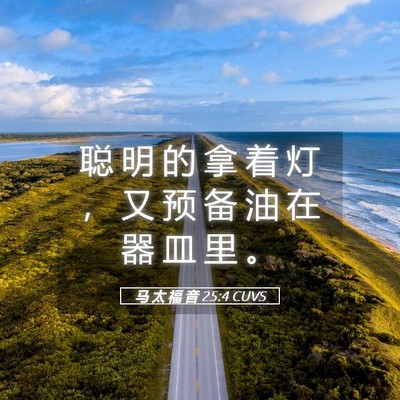 Picture 05 - 马 太 福 音 25:4 CUVS - 聪 明 的 拿 着 灯 ， 又 预 备 油 在 - Bible Verse Picture