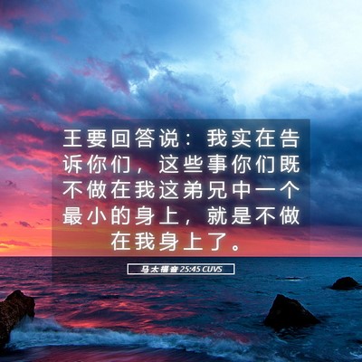 Picture 05 - 马 太 福 音 25:45 CUVS - 王 要 回 答 说 ： 我 实 在 告 诉 你 - Bible Verse Picture