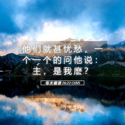 Picture 05 - 马 太 福 音 26:22 CUVS - 他 们 就 甚 忧 愁 ， 一 个 一 个 的 - Bible Verse Picture