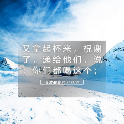 Picture 05 - 马 太 福 音 26:27 CUVS - 又 拿 起 杯 来 ， 祝 谢 了 ， 递 给 - Bible Verse Picture