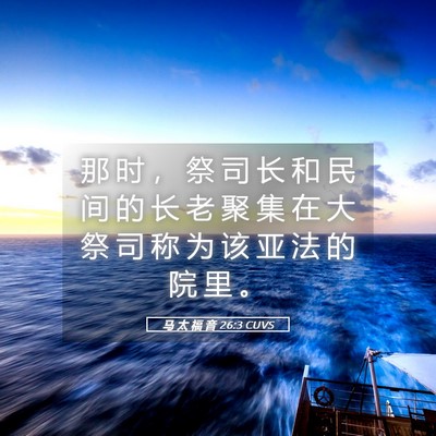 Picture 05 - 马 太 福 音 26:3 CUVS - 那 时 ， 祭 司 长 和 民 间 的 长 老 - Bible Verse Picture