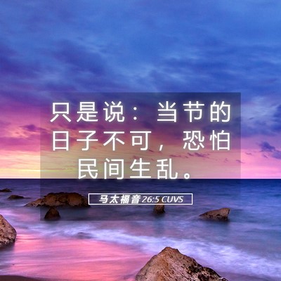 Picture 05 - 马 太 福 音 26:5 CUVS - 只 是 说 ： 当 节 的 日 子 不 可 ， - Bible Verse Picture