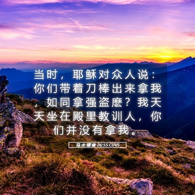 Picture 05 - 马 太 福 音 26:55 CUVS - 当 时 ， 耶 稣 对 众 人 说 ： 你 们 - Bible Verse Picture