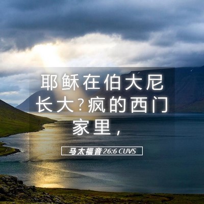 Picture 05 - 马 太 福 音 26:6 CUVS - 耶 稣 在 伯 大 尼 长 大 ? 疯 的 西 门 - Bible Verse Picture