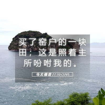 Picture 05 - 马 太 福 音 27:10 CUVS - 买 了 窑 户 的 一 块 田 ； 这 是 照 - Bible Verse Picture