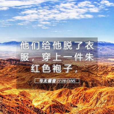 Picture 05 - 马 太 福 音 27:28 CUVS - 他 们 给 他 脱 了 衣 服 ， 穿 上 一 - Bible Verse Picture